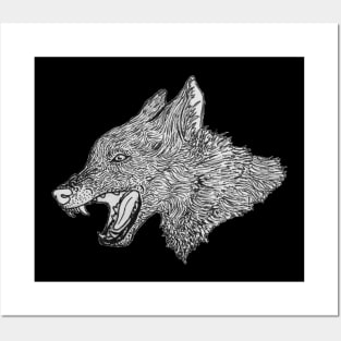 Wolf Head Sketch Posters and Art